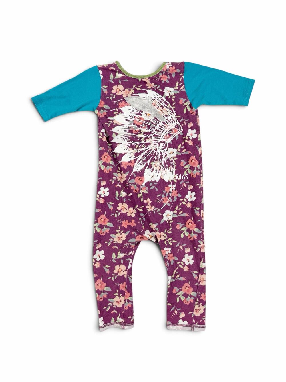 Rags Native Romper Floral HTF Graphic size 12-18 Months